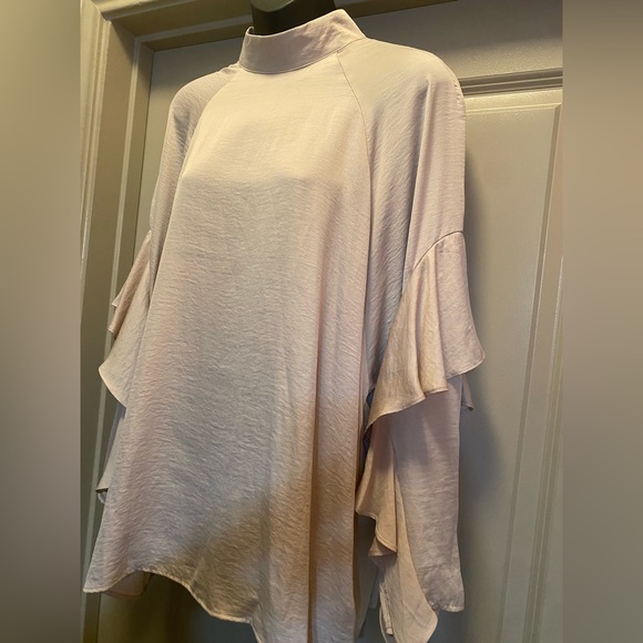 H&M CONSCIOUS Satin Blouse with Ruffle Sleeves size 12 - Picture 7 of 11